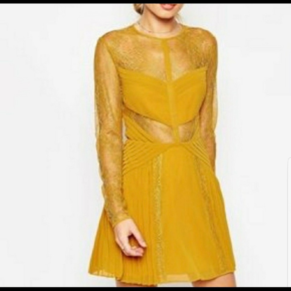 ASOS yellow lace dress
